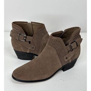 Vince Camuto Boots Womens Ankle Booties Suede Leather Brown Sz 8.5 Shoes Buckle